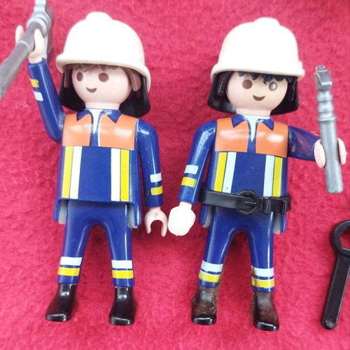 Playmobil firefighters like new, set of 4 with tools