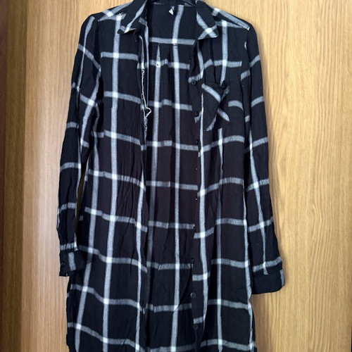 Laura Torelli black and white checked flannel shirt dress XS like new