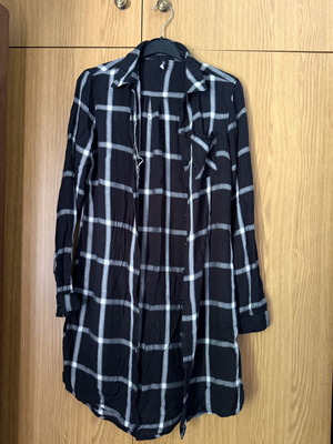 Laura Torelli black and white checked flannel shirt dress XS like new