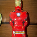 Shampoo with superheroes empty, used