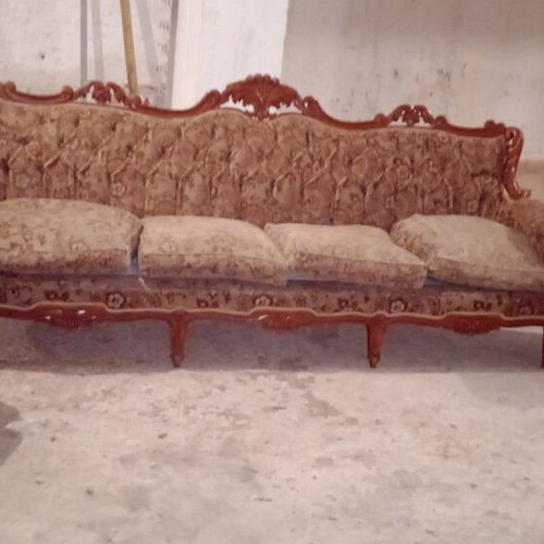 Vintage sofa 4-seater with 2 armchairs used