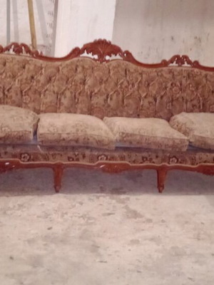 Vintage sofa 4-seater with 2 armchairs used