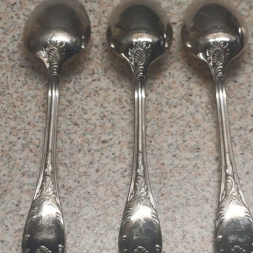 Christofle Marly Silverplated Dessert Spoons Like New, Set of 3