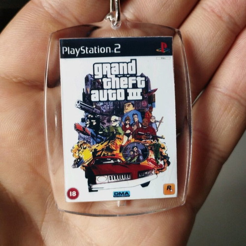 GTA Grand Theft Auto 3 PS2 keychain new, acrylic