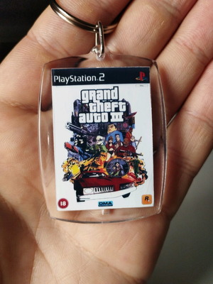 GTA Grand Theft Auto 3 PS2 keychain new, acrylic