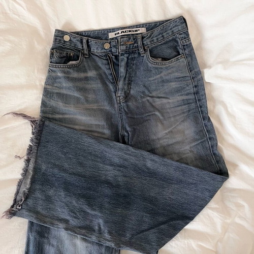 Blackup denim jeans used, blue, wide leg, size S