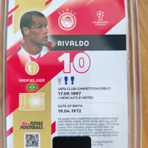 Topps Total Football Rivaldo Olympiacos card like new, limited 50
