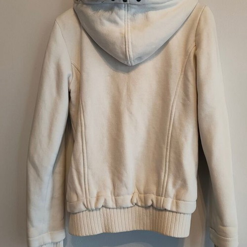 Bomber Jacket Cream Fabric with Lining and Hood like New