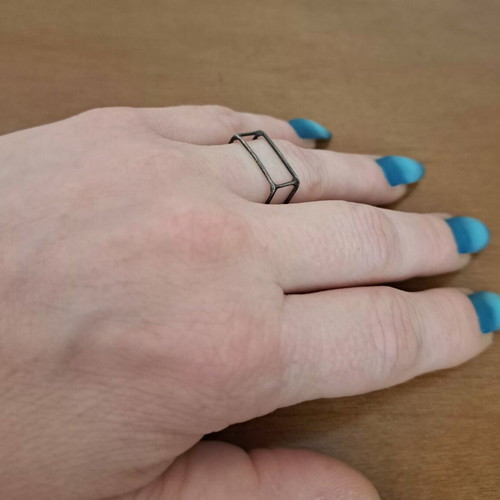 Silver ring 925 handmade geometric architectural design like new