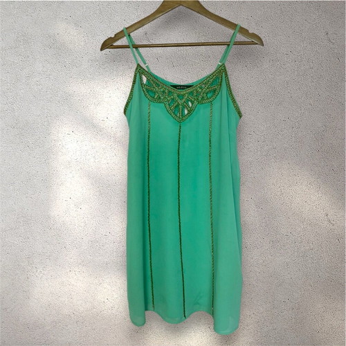 Ark & Co beaded slip dress like new, size M, turquoise and gold