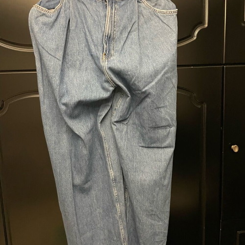 Baggy jeans Bershka used, straight fit with pleats, size XL