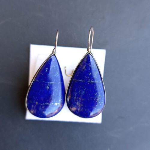 Silver earrings with lapis lazuli energy crystal new