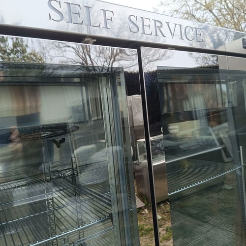 Stainless Steel Upright Display Fridge used, 2.15m height, double doors