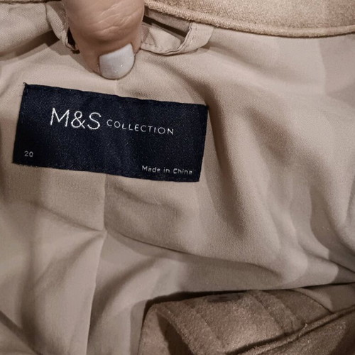 Marks and Spencer women's suede-like coat new, beige, size 4XL