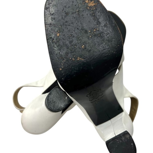 YSL - Yves Saint Laurent white leather mid heels used, size 37.5