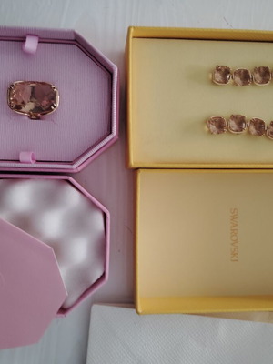 Swarovski jewelry set with ring size 55, like new, gold color