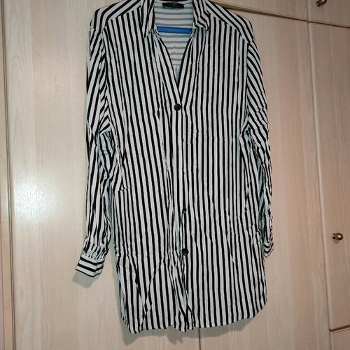 Striped long oversize shirt used