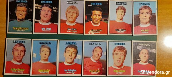  sillektika chartakia LIVERPOOL A&BC ORANGE BACK 1970 FOOTBALL TRADE CARDS