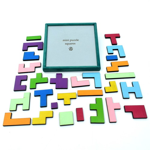Mini Puzzle Squares new, handmade from solid beech wood