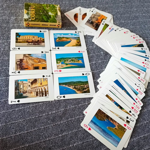 Corfu Souvenir Playing Cards like new, 54 laminated sheets