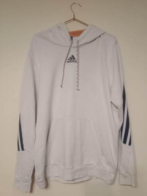 Ανδρικό φούτερ Adidas Sportswear 3 Stripes με κουκούλα, σαν καινούργιο, μέγεθος XL, λευκό