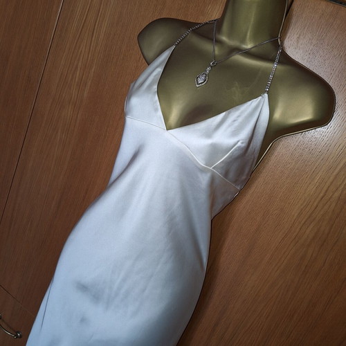 Zara Ivory Satin Diamanté Dress Size Medium New With Tags