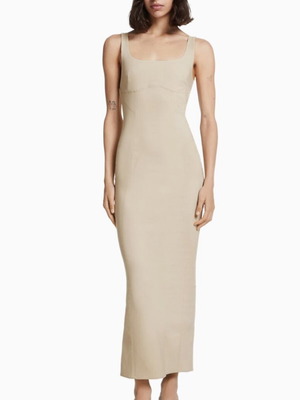 Fitted body icon dress new, sand color, XS-S