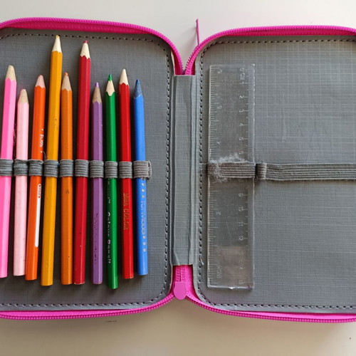 Trolls pencil case used, filled