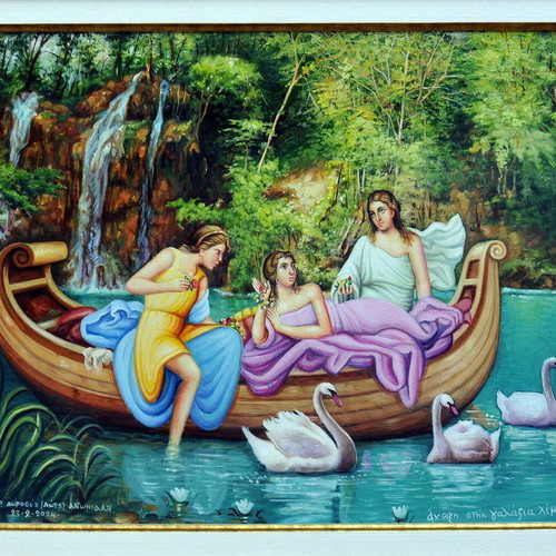 Spring in the Blue Lake Oil Painting by Dorotheos Antoniadis made to order