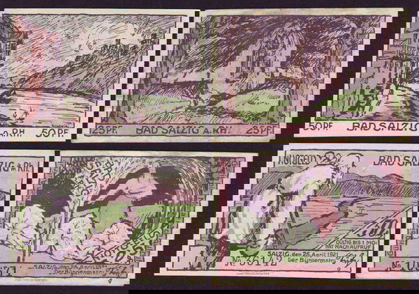 Germany 25-50 Pfennig  Set 2 Notgeld 1921 BAD SALZIG  (Нот053)