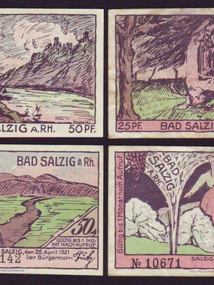 Σετ 2 Notgeld 25-50 Pfennig Γερμανίας 1921 Bad Salzig καινούργιο