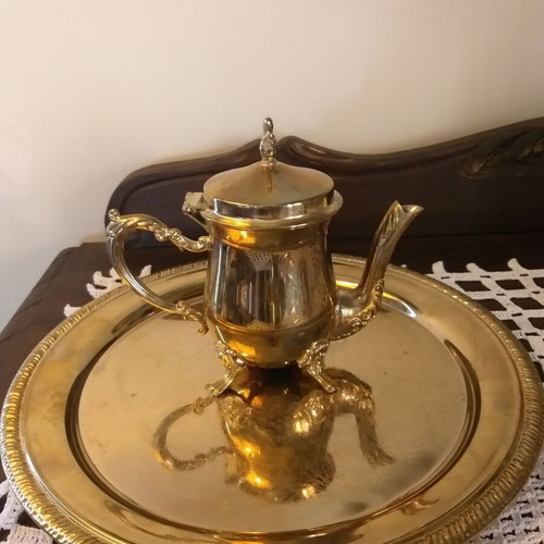 Gilded coffee set antique style, 6 pieces, like new