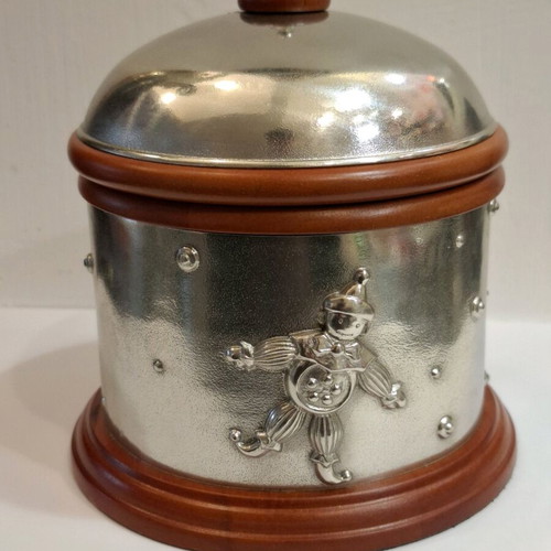 Chopard Royal Selangor Pewter & Wood Happy Clown Storage Box like new