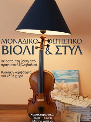 Table lamp with real violin base, handmade statement piece