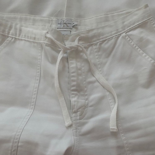 Calvin Klein jeans white wide-leg women's pants size M like new nautical style