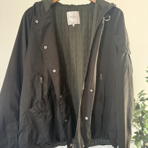 Zara Trafaluc hooded utility parka jacket, size L, dark khaki