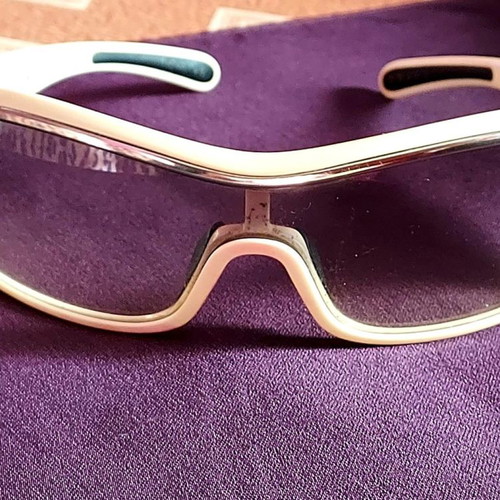 Prada Sport Linea Rossa Sunglasses used, white and beige wrap-around mask style