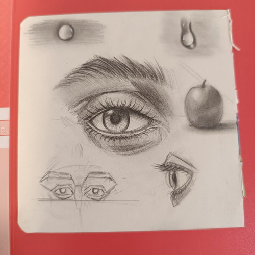 Sketches on one paper with two drawings front and back, like new