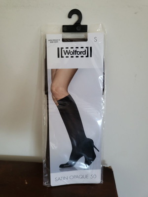 Wolford Satin Opaque 50 Knee-Highs Cocoa Small New