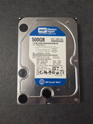 Western Digital Blue 500GB WD5000AAKS HDD used, 3.5 inch hard drive