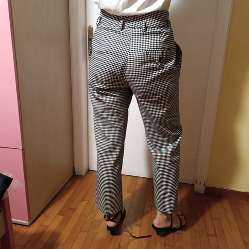 Gingham black and white pants size 40 like new by United Colors of Benetton
