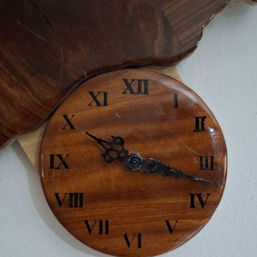 Vintage Handmade Wooden Wall Clock Rhodos like new
