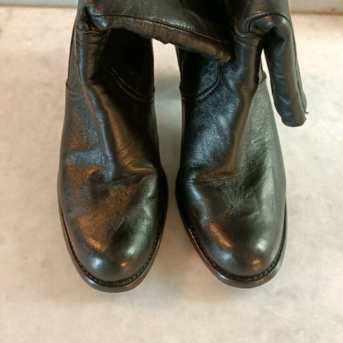 Leather mid-calf boots used, size 38, black