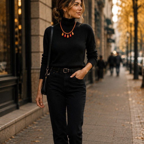 Handmade necklace with warm autumn shades, Cela Handmade Jewelry