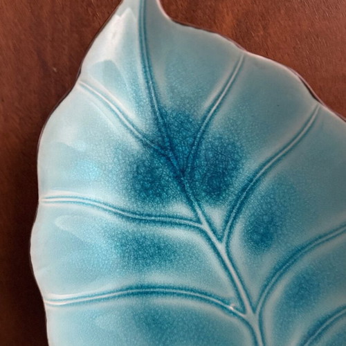 Turquoise ceramic glazed platter like new