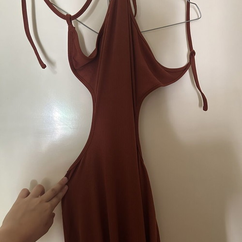 Shein long sexy dress used, brown and red, size M