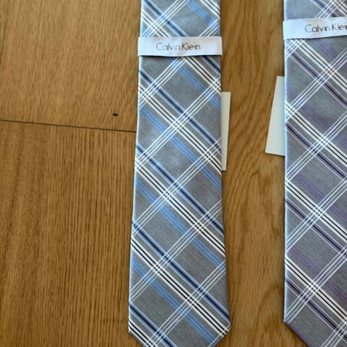 Calvin Klein ties 100% silk new, gray and blue
