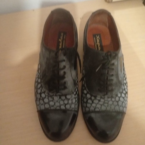 Haralas Vintage men's leather shoes, black Oxford Derby