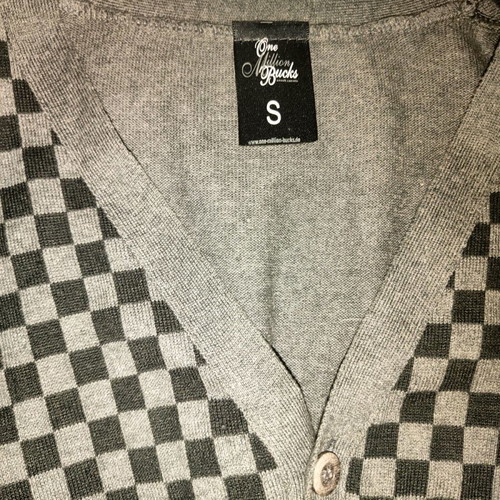 One Million Bucks cardigan size S used, grey checkered pattern
