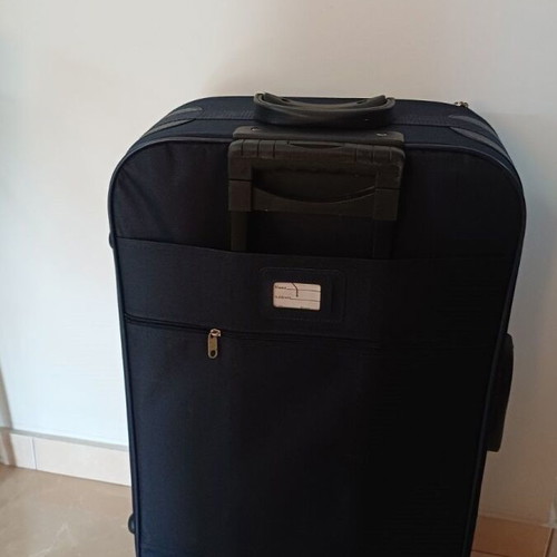 Urban fabric suitcase black with 2 wheels, height 75.5cm like new